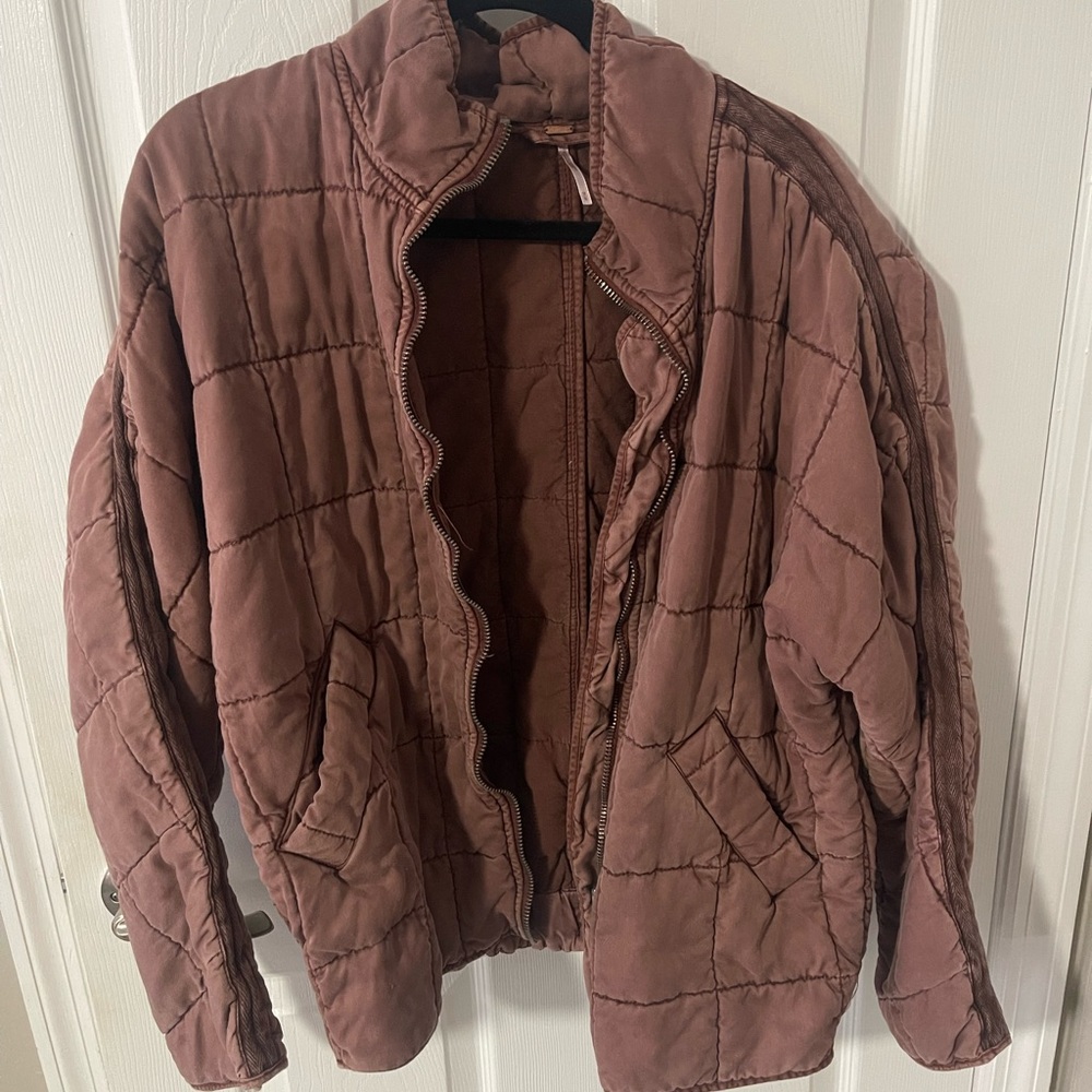Free People Quilted Jacket in Mauve